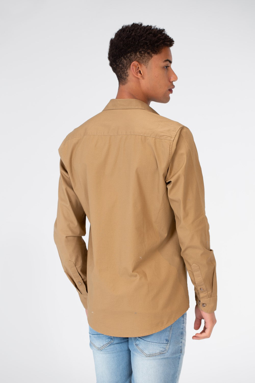 Men's Basic Plain Button Front Shirt In Poplin Material