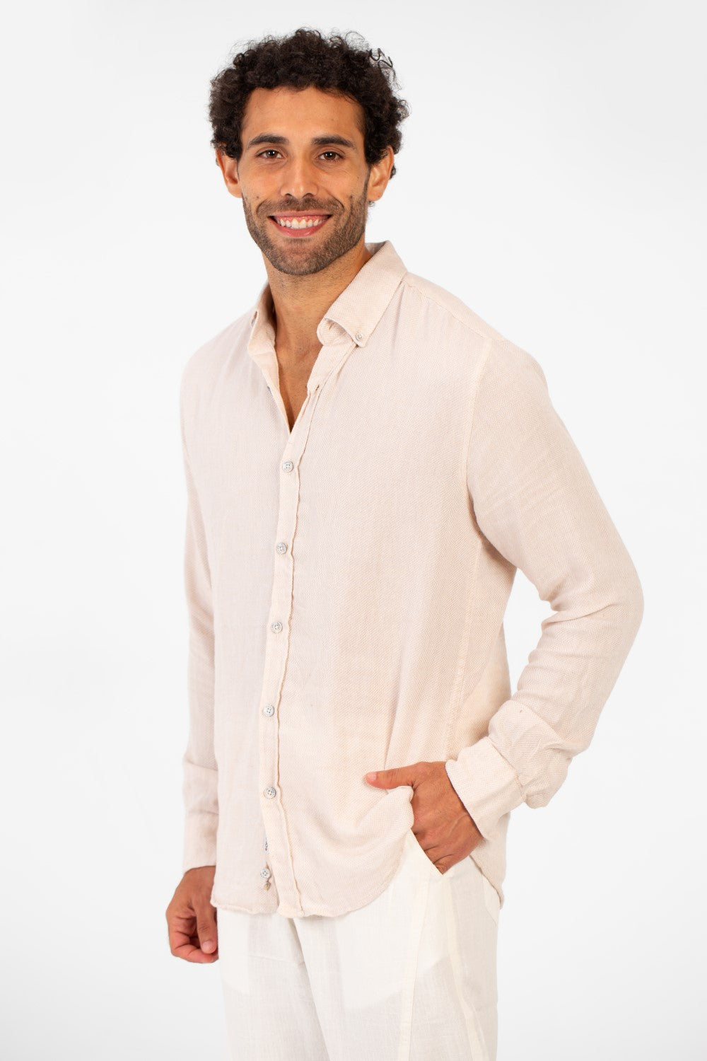 Men's Basic Plain Linen Shirt High Quality Regular Fit Long Sleeve