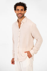 Men's Basic Plain Linen Shirt High Quality Regular Fit Long Sleeve