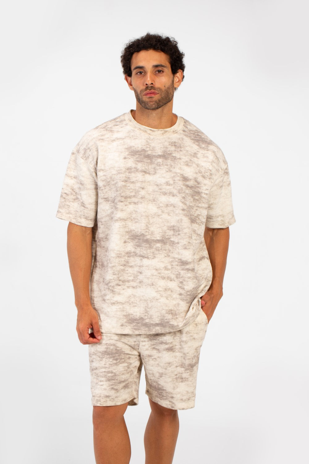 Men's Summer Outfit Set Regular Fit Tie Dye Half Sleeve T-Shirt And Short