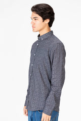 Men's Slim Fit Full Poplin Print Long Sleeve Shirt