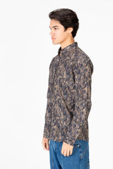 Men's Slim Fit Jakar Full Print Long Sleeve Poplin Shirt