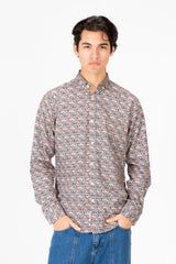 Men's Poplin Jakar Printed Long Sleeve Shirt