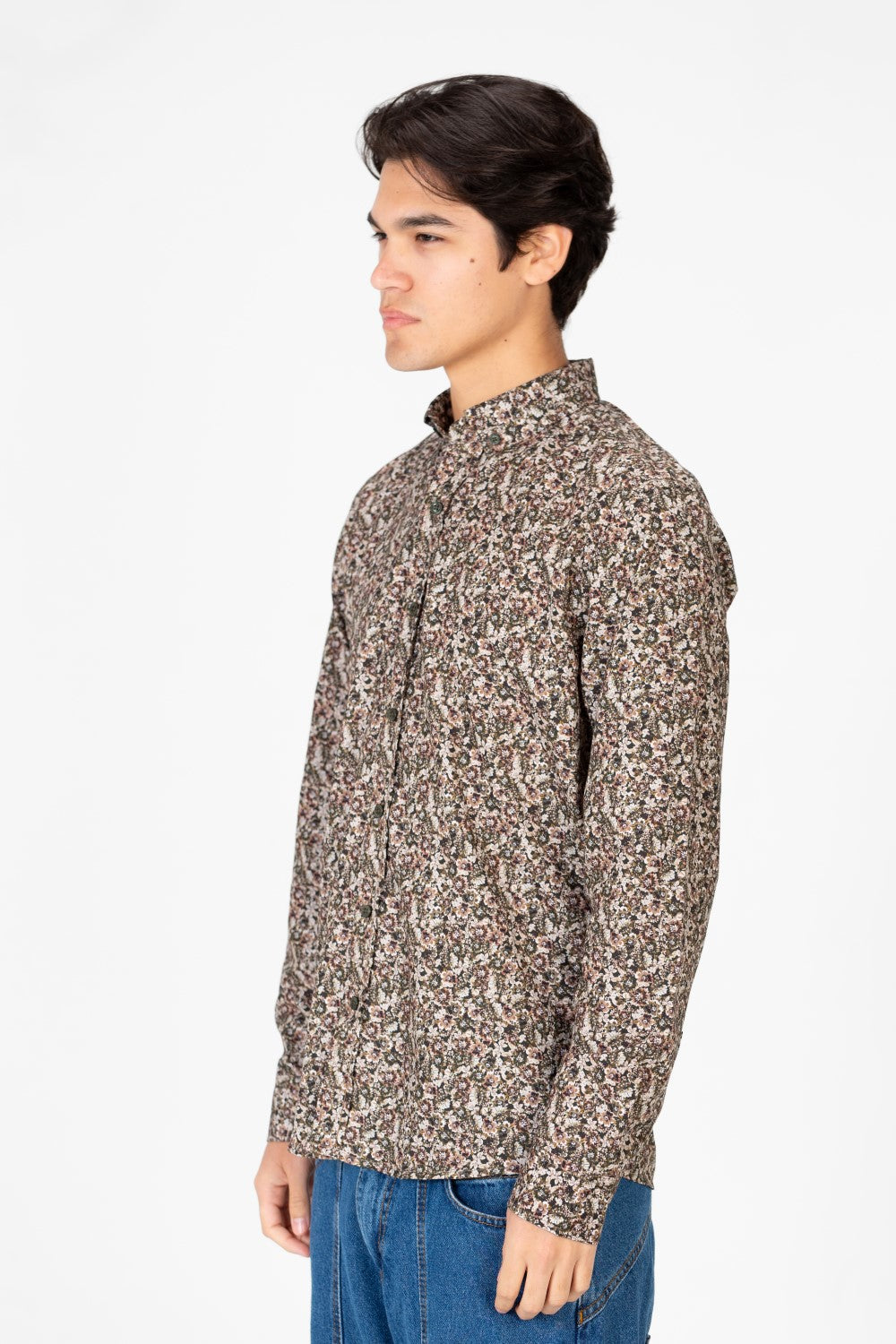 Men's Slim Fit Long Sleeve Printed Shirt