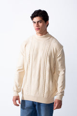 Men's High Neck Slim Fit Unique Knitted  Pullover