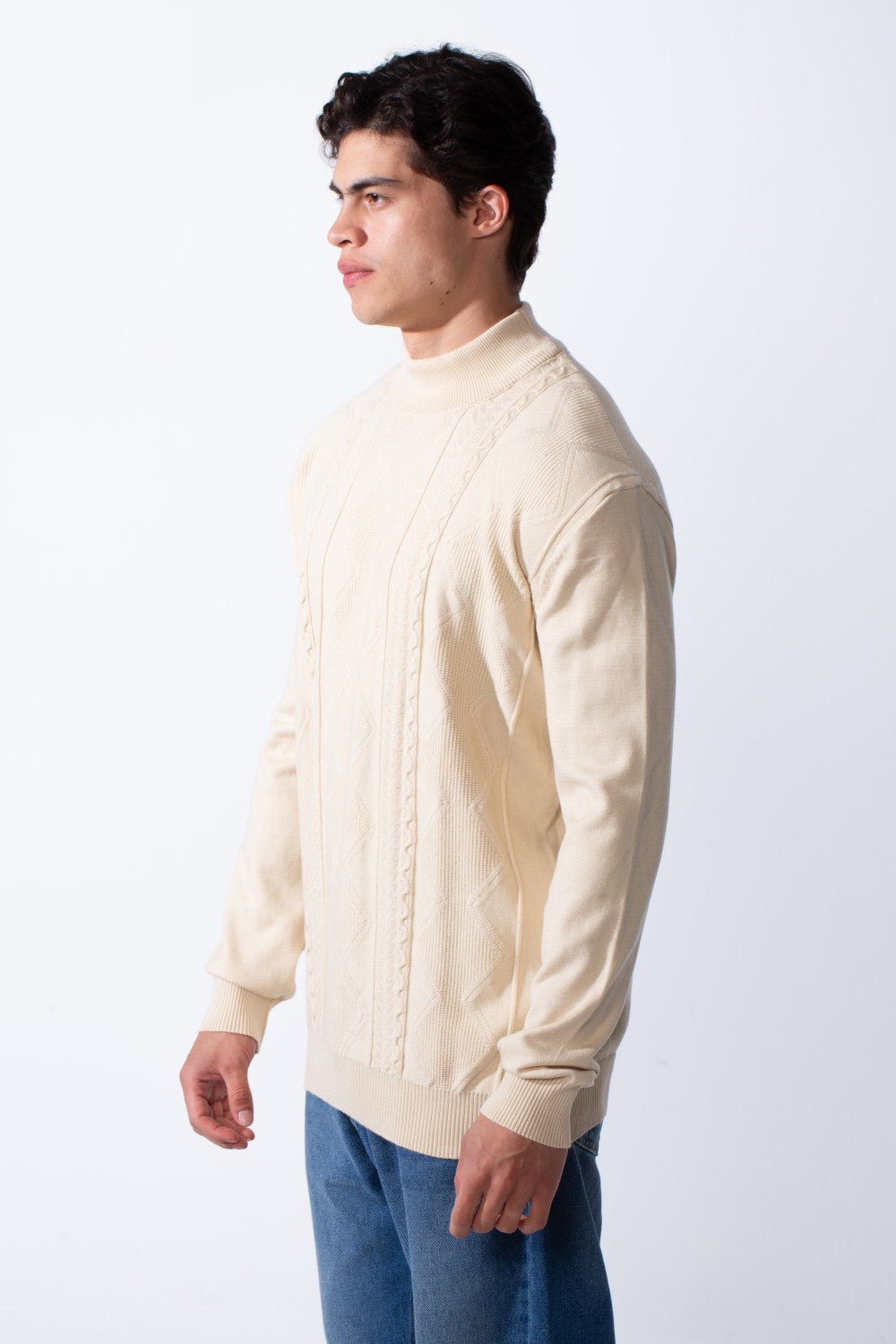 Men's High Neck Slim Fit Unique Knitted  Pullover
