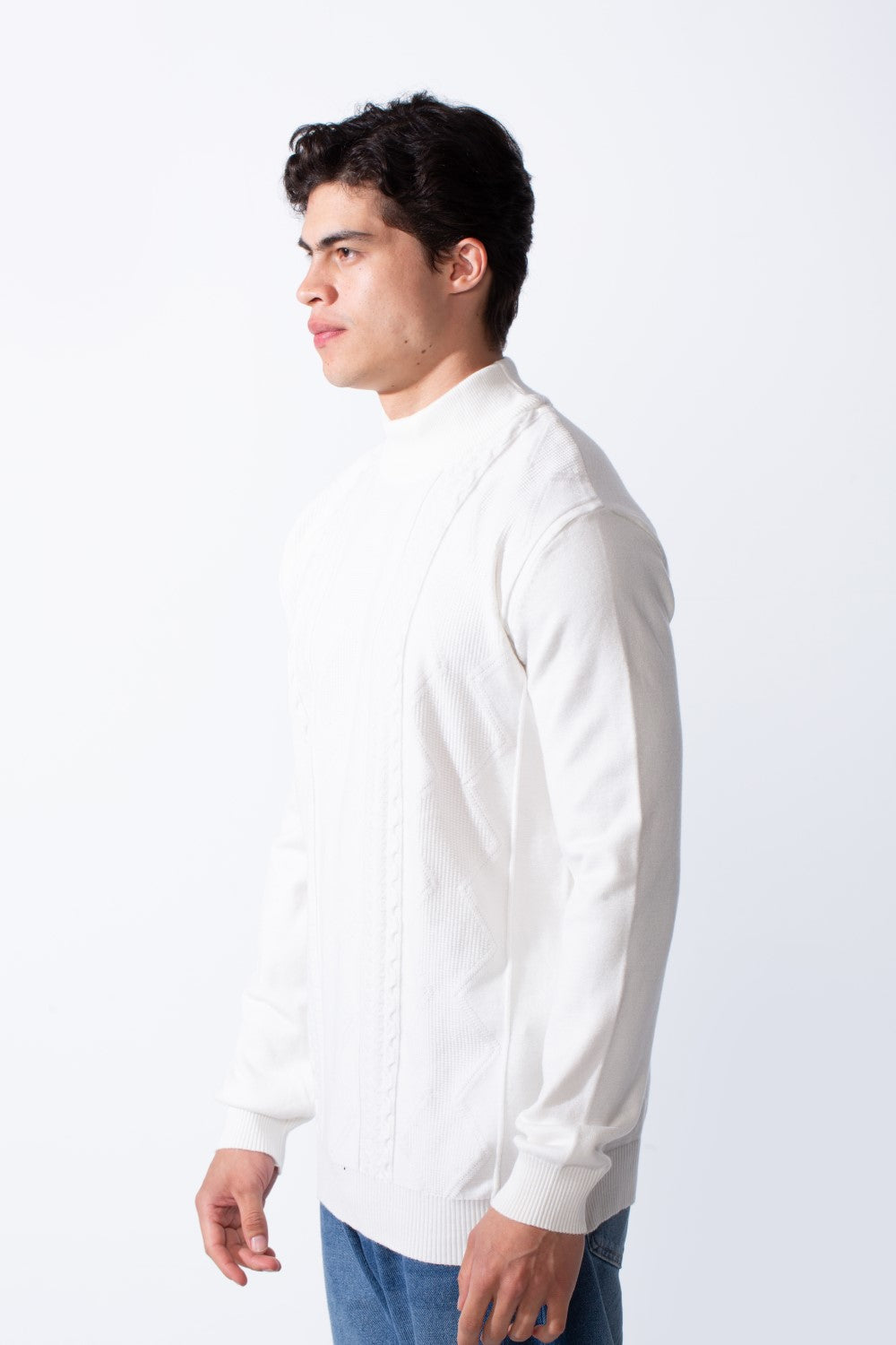 Men's High Neck Slim Fit Unique Knitted  Pullover