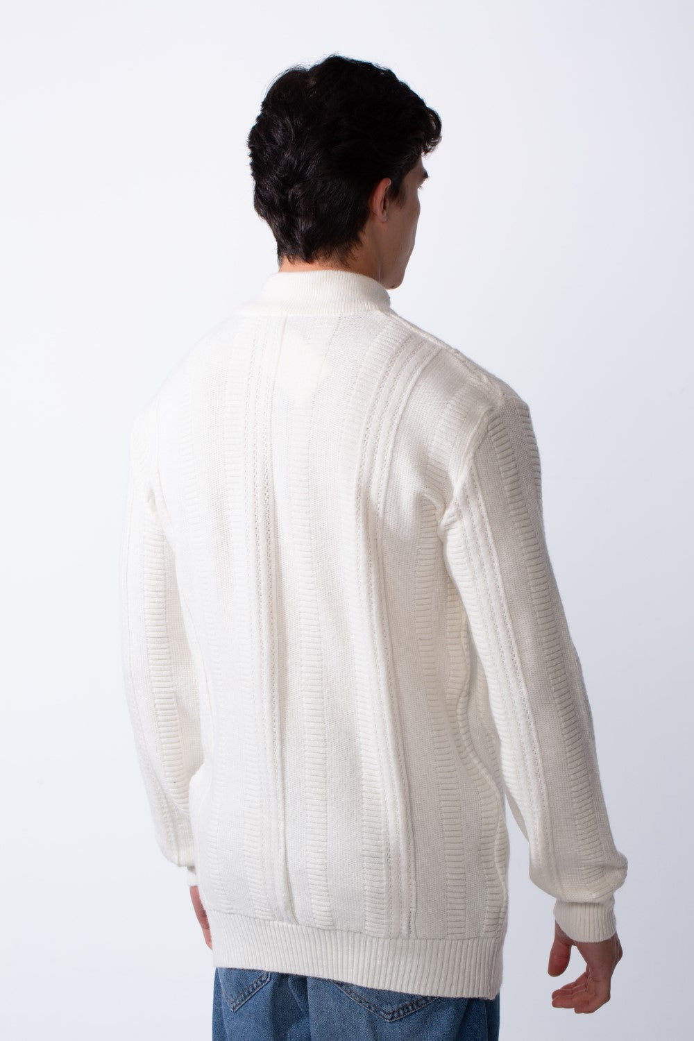 Men's Half Zip High Neck Slim Fit Plain Knitted Pullover