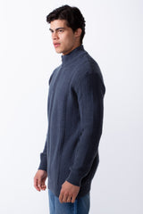 Men's Half Zip High Neck Slim Fit Plain Knitted Pullover