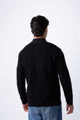 Men's Quarter Zip Textured Fabric High Neck Slim Fit Modern Pullover