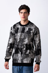 Men's Round Neck Jakar Slim Fit Printed Pullover