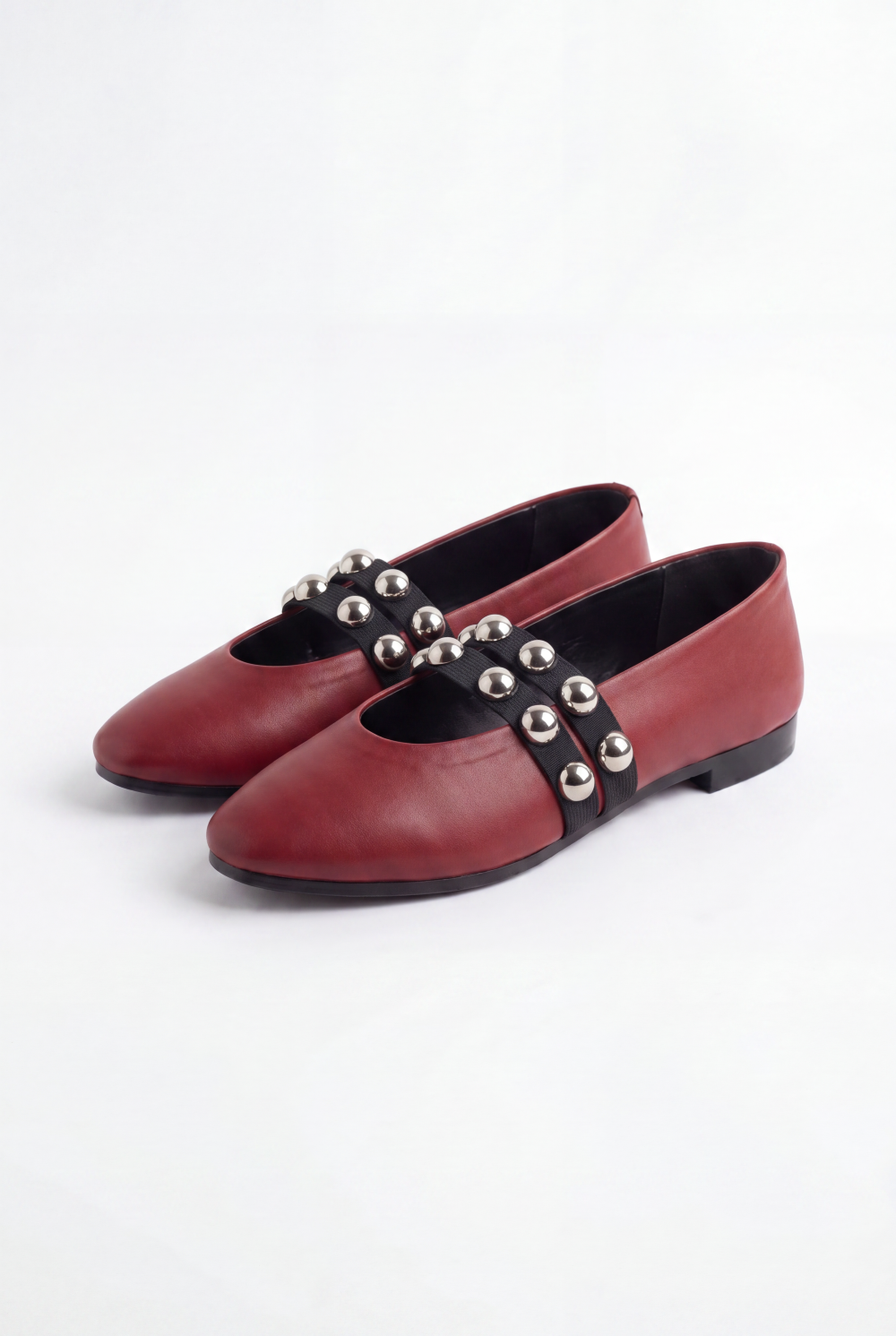 Women’s Tomato Store Ballet Flats With Studded Strap Details Sleek Pointed Toe Shape Shoes