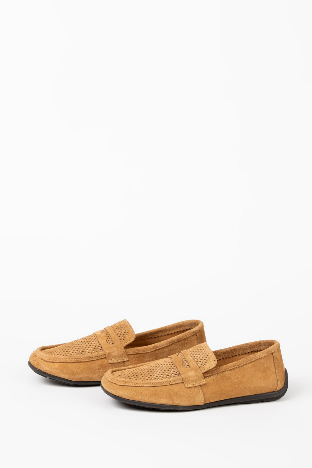 Men’s Tomato Store Perforated Suede Loafers Flexible Low-Profile Shoes