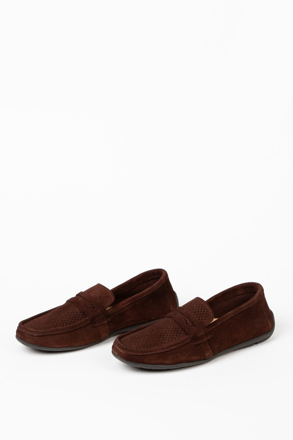 Men’s Tomato Store Perforated Suede Loafers Flexible Low-Profile Shoes