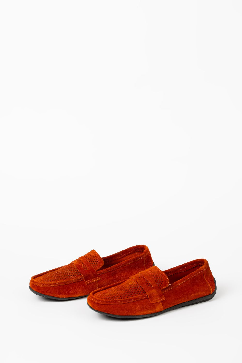 Men’s Tomato Store Perforated Suede Loafers Flexible Low-Profile Shoes