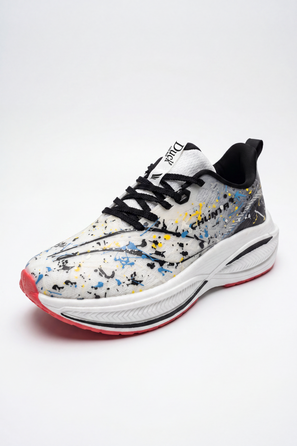 Women's Tomato Store Splash Motion Sneakers Duck Shoes Paint Splatter Artwork Across Upper Speckled Sculpted Sole