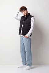 Men's Tomato Store Waterproof Padded Vest Sleeveless High Neck Snap Button Slim Fit Zip Front