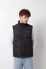 Men's Tomato Store Waterproof Padded Vest Sleeveless High Neck Snap Button Slim Fit Zip Front