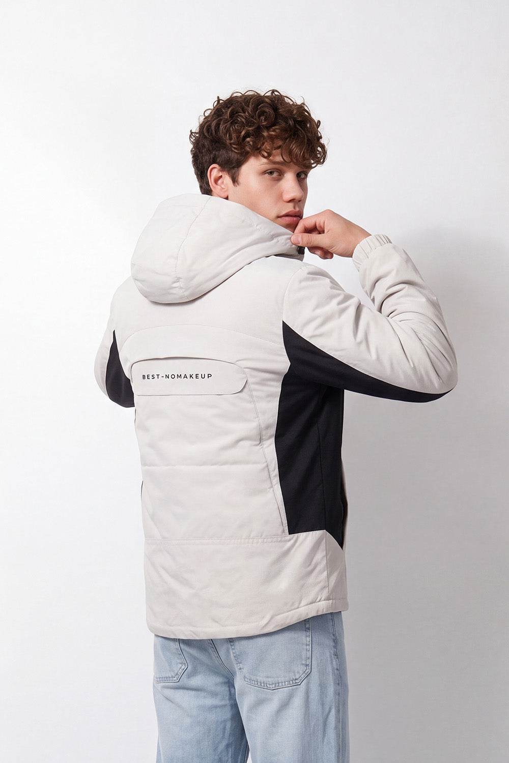 Men's Tomato Store Waterproof Color-Block Jacket Slim Fit Hooded Design Panel Detail