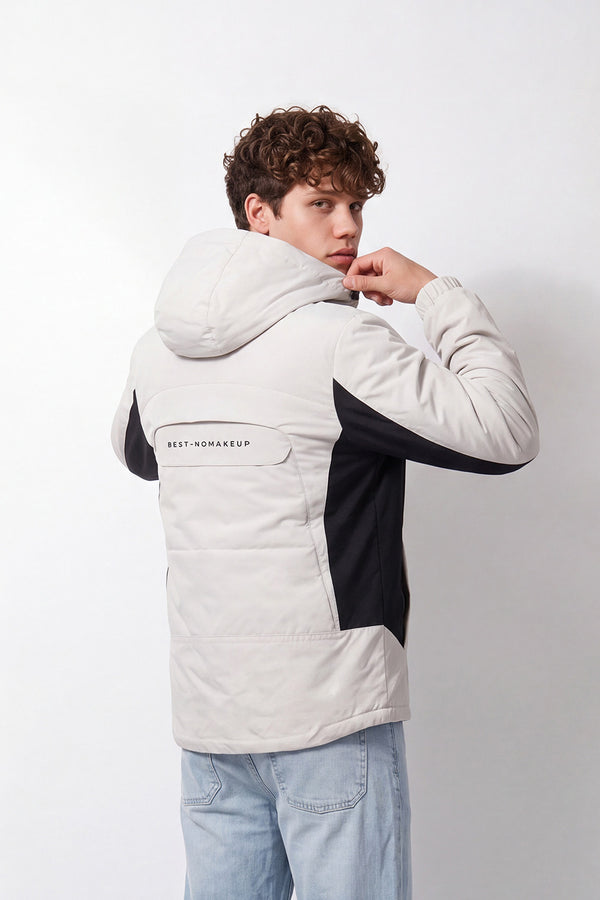 Men's Tomato Store Waterproof Color-Block Jacket Slim Fit Hooded Design Panel Detail