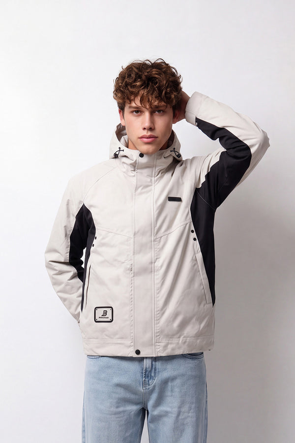 Men's Tomato Store Waterproof Color-Block Jacket Slim Fit Hooded Design Panel Detail