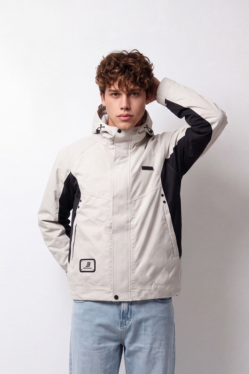 Men's Tomato Store Waterproof Color-Block Jacket Slim Fit Hooded Design Panel Detail