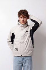 Men's Tomato Store Waterproof Color-Block Jacket Slim Fit Hooded Design Panel Detail