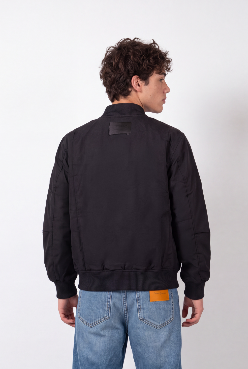 Men's Tomato Store Bomber Jacket Ribbed Collar Full-Zip Front Angled Side Pockets
