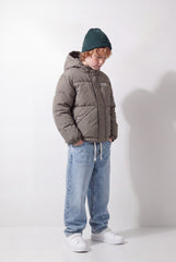 Boy's Tomato Store Puffer Jacket Hooded Design Snap Zip Front Chest Label Detail Waterproof