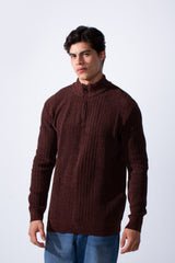 Men's Half Zip High Neck Long Sleeve Slim Fit Basic Pullover