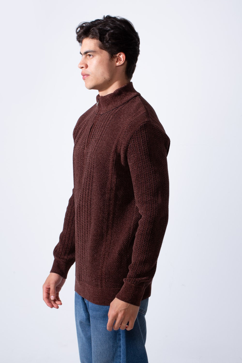 Men's Half Zip High Neck Long Sleeve Slim Fit Basic Pullover