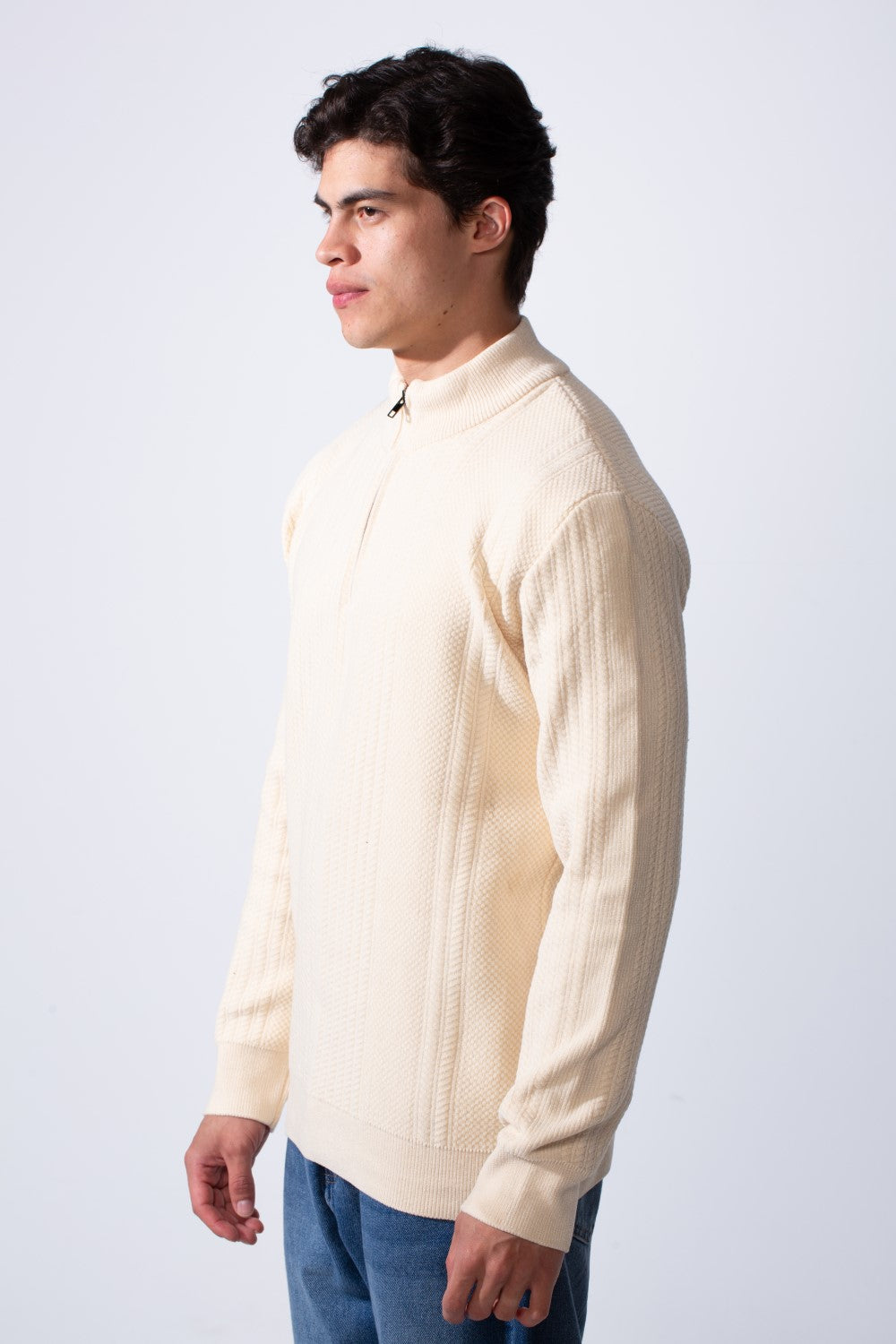 Men's Half Zip High Neck Long Sleeve Slim Fit Basic Pullover