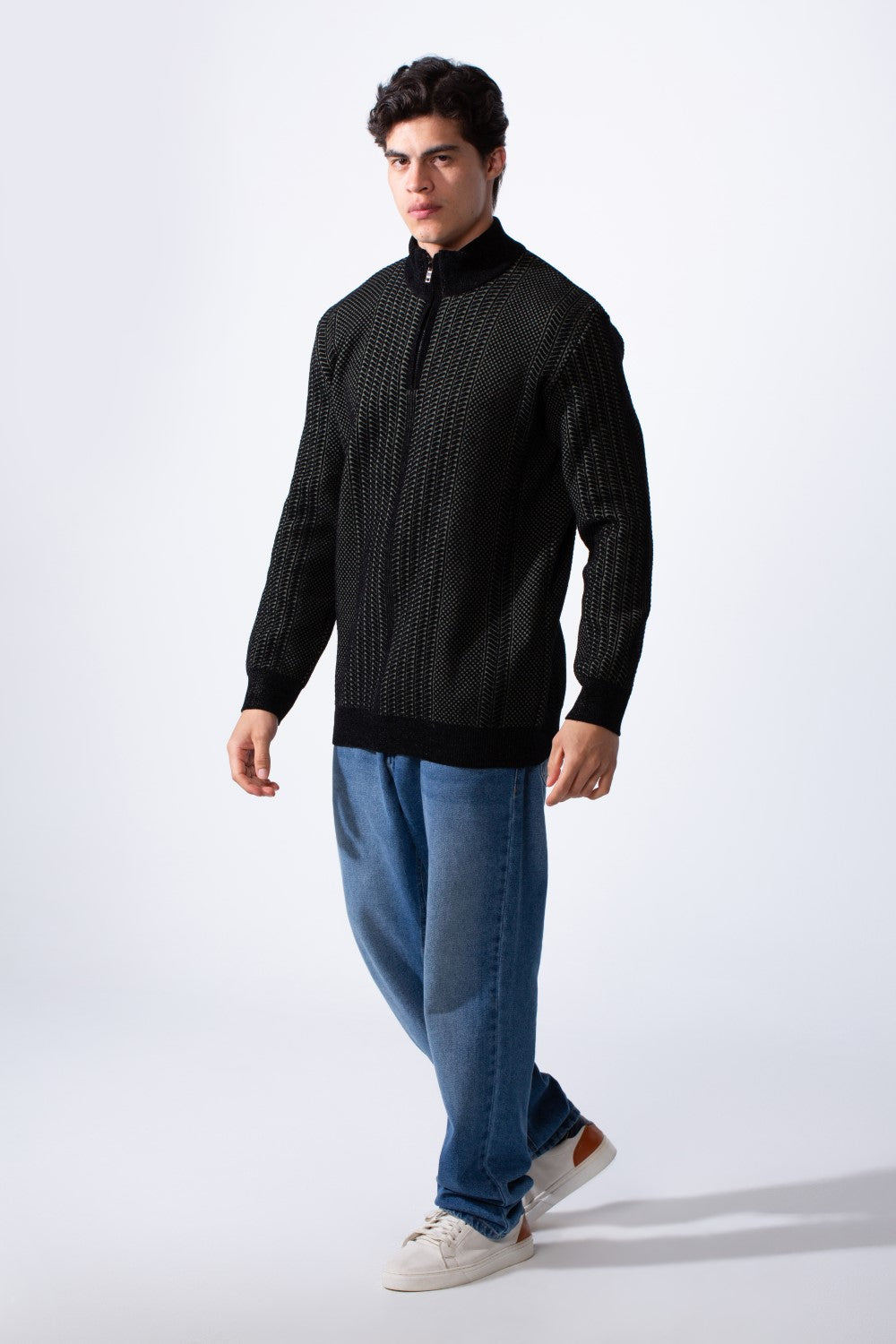 Men's Half Zip High Neck Long Sleeve Slim Fit Basic Pullover