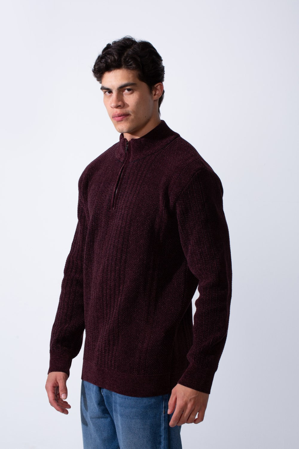 Men's Half Zip High Neck Long Sleeve Slim Fit Basic Pullover