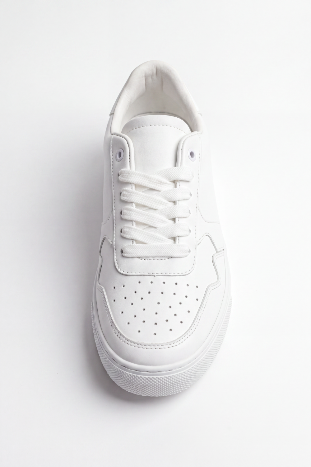 Men's Tomato Store Clean Court Sneakers Smooth Plain Upper With Perforated Toe Detail Panel Stitch Lines Lace Up Front Textured Platform Shoes