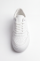 Men's Tomato Store Clean Court Sneakers Smooth Plain Upper With Perforated Toe Detail Panel Stitch Lines Lace Up Front Textured Platform Shoes