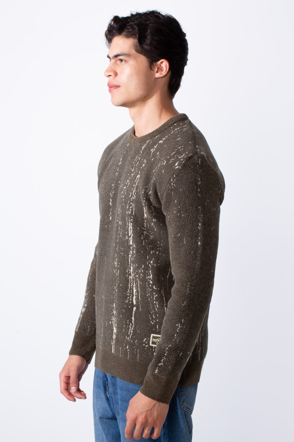 Men's Crew Neck Printed Long Sleeve Slim Fit Knit Pullover