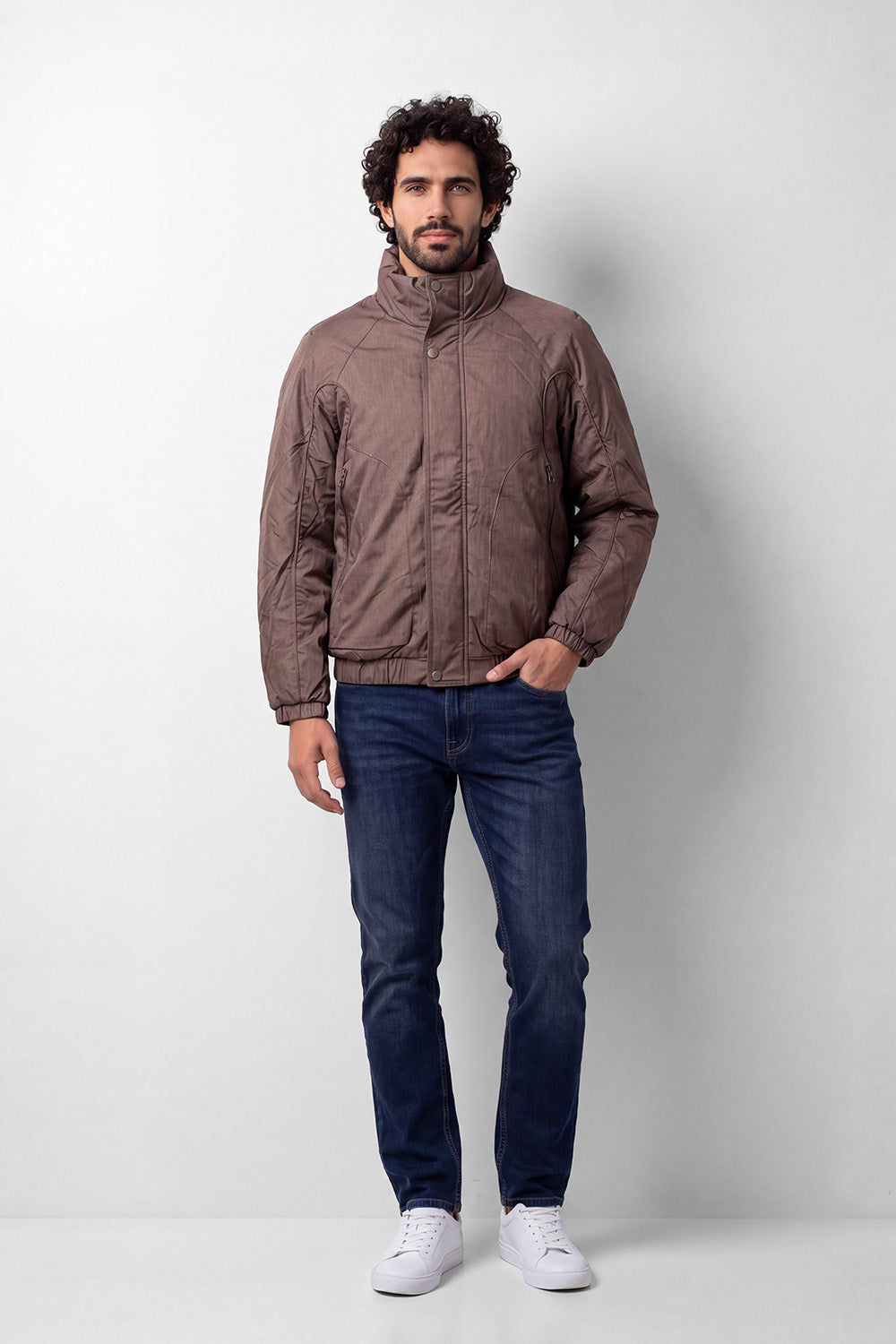 Men's Tomato Store Padded Jacket High Neck Snap Zip Front Slim Fit Waterproof