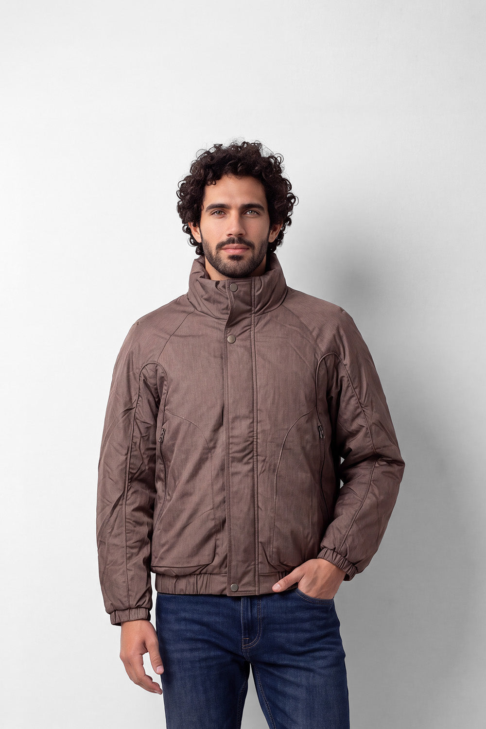 Men's Tomato Store Padded Jacket High Neck Snap Zip Front Slim Fit Waterproof