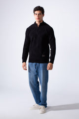 Men's High Neck Quarter Zip Slim Fit Simple Modern Pullover Sweater