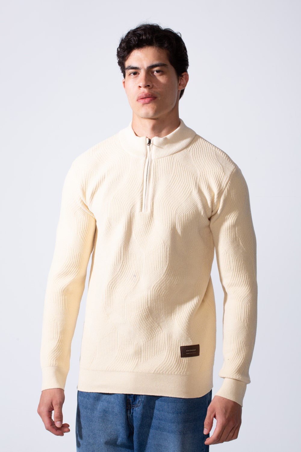 Men's High Neck Quarter Zip Slim Fit Simple Modern Pullover Sweater