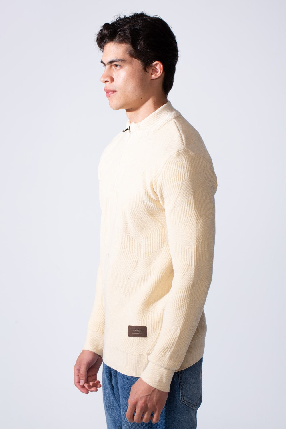 Men's High Neck Quarter Zip Slim Fit Simple Modern Pullover Sweater