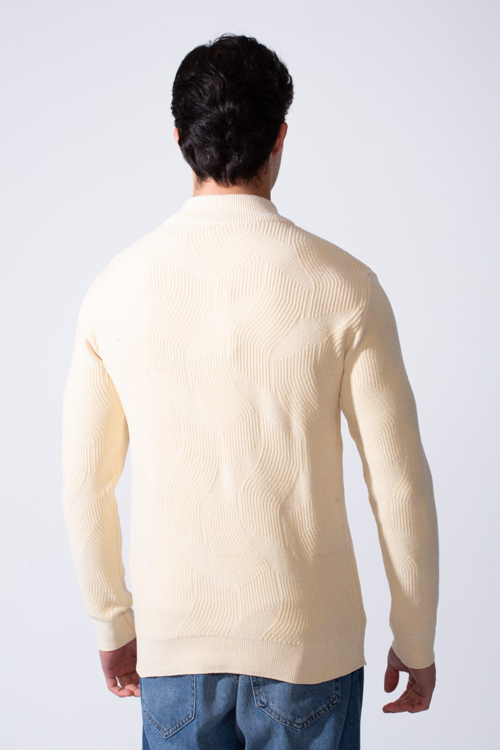 Men's High Neck Quarter Zip Slim Fit Simple Modern Pullover Sweater