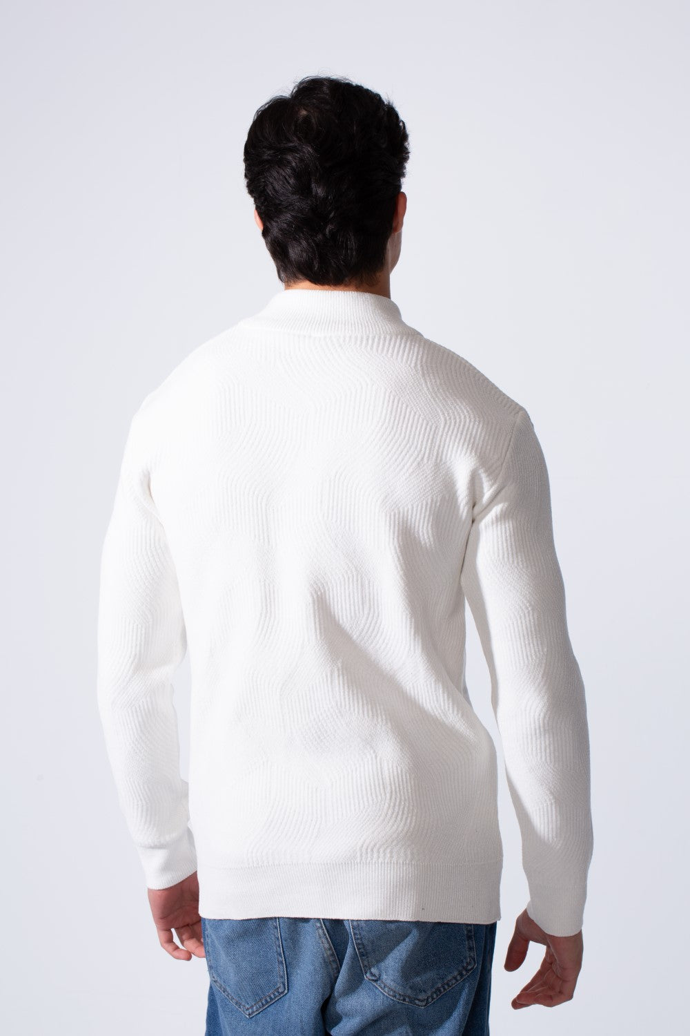 Men's High Neck Quarter Zip Slim Fit Simple Modern Pullover Sweater