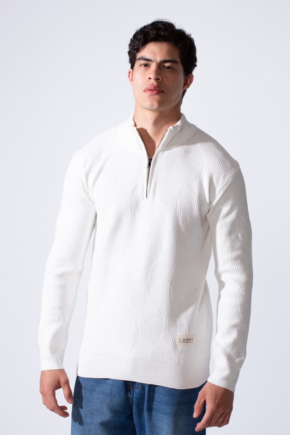 Men's High Neck Quarter Zip Slim Fit Simple Modern Pullover Sweater