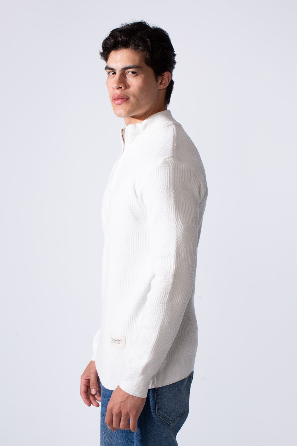 Men's High Neck Quarter Zip Slim Fit Simple Modern Pullover Sweater