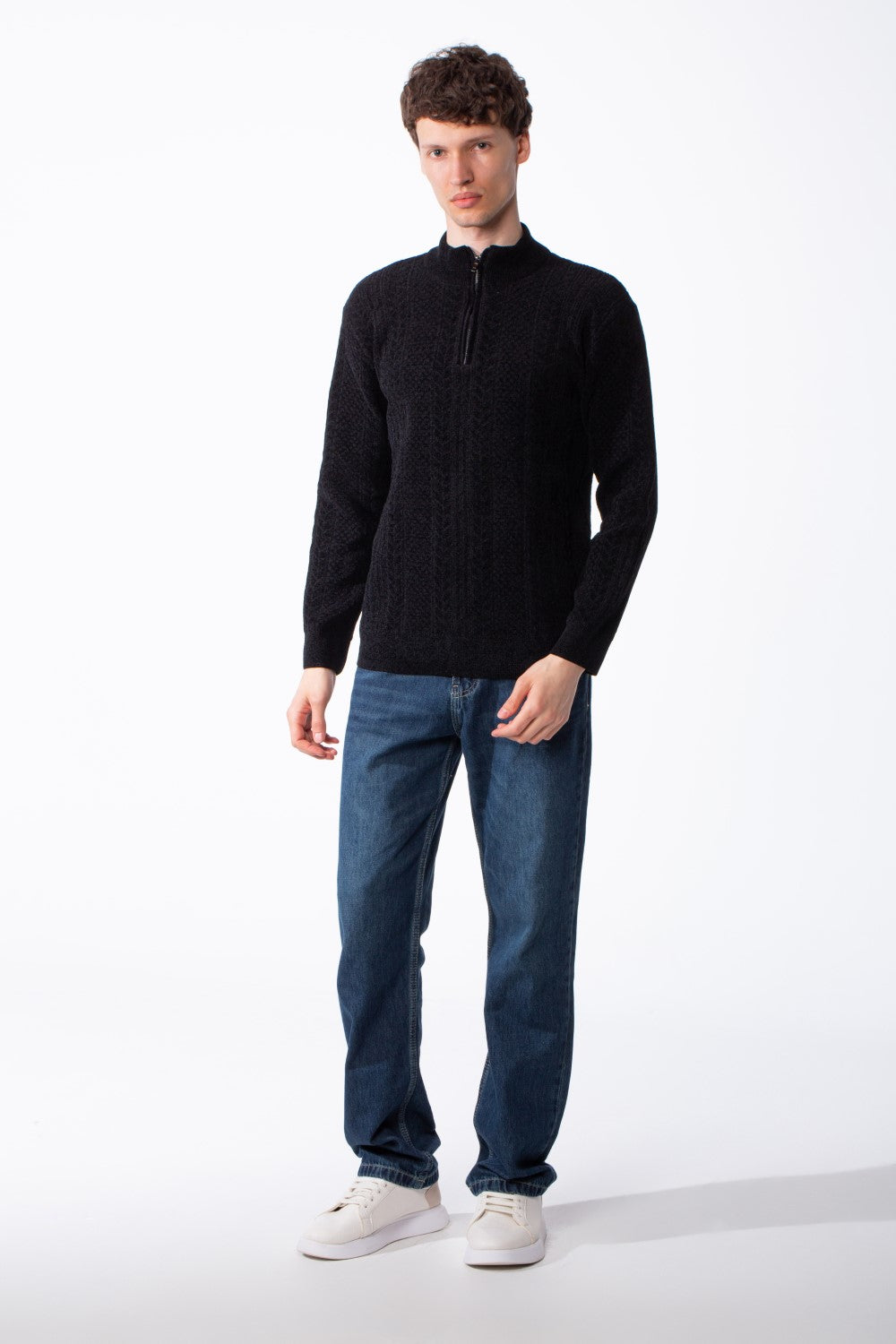 Men's Quarter Zip Classic Cable Knit Designs Textured Patterns Practical Mock Neck Collar Smart-Casual Wear Pullover