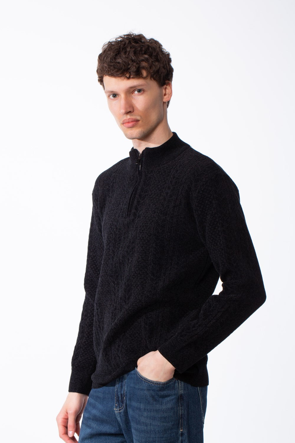 Men's Quarter Zip Classic Cable Knit Designs Textured Patterns Practical Mock Neck Collar Smart-Casual Wear Pullover