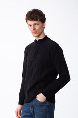 Men's Quarter Zip Classic Cable Knit Designs Textured Patterns Practical Mock Neck Collar Smart-Casual Wear Pullover