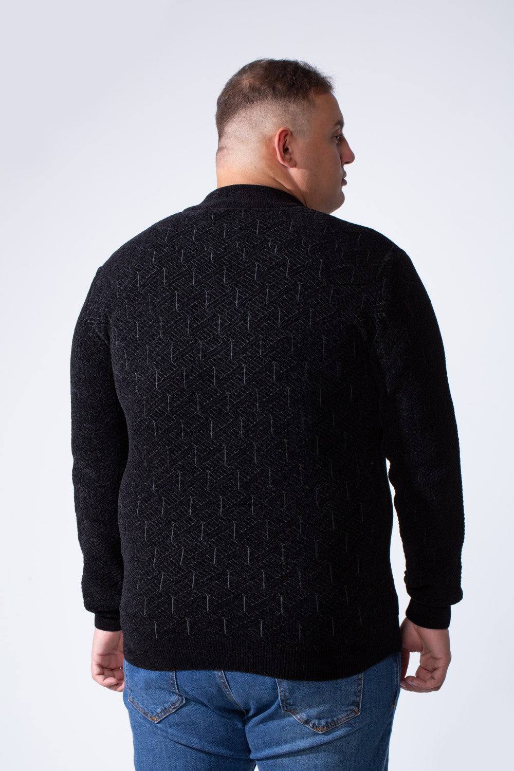 Men's Quarter-Zip Textured Chevron Knit Pattern With Practical High Neckline  Slim Fit Versatile Casual Big Size Pullover